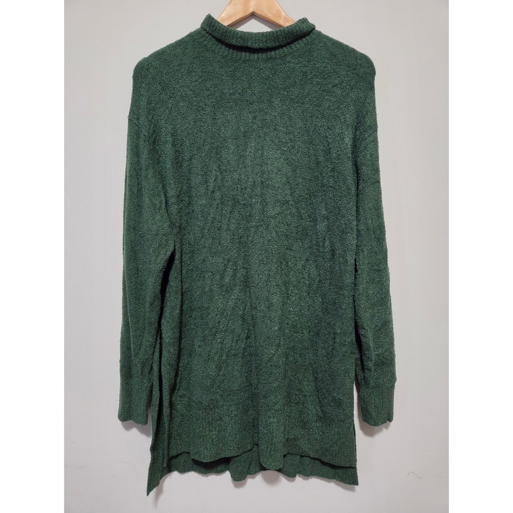 Southern Shirt Co Green Mock Neck Boucle Knit Sweater High Slit Tunic Womens XS